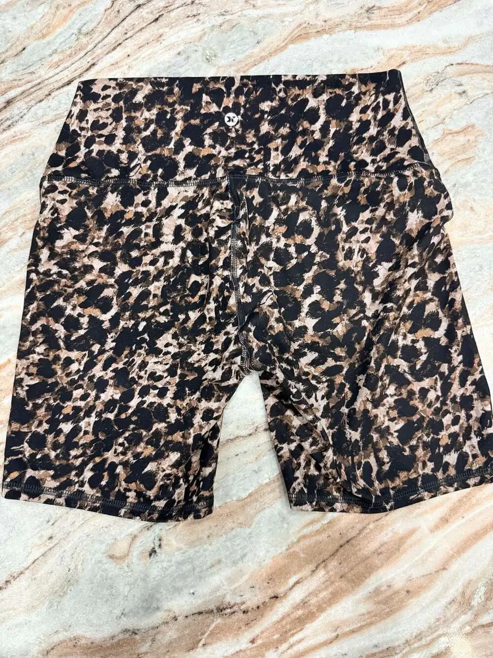RBX Women's High-Waisted Leopard Print Athletic Biker Shorts